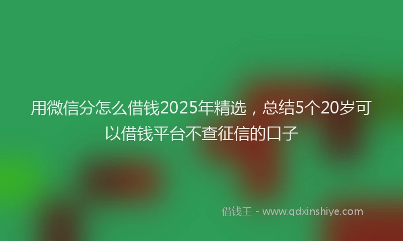 用微信分怎么借钱2025年精选，总结5个20岁可以借钱平台不查征信的口子