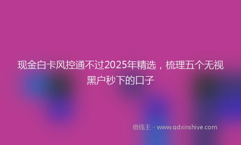 现金白卡风控通不过2025年精选，梳理五个无视黑户秒下的口子