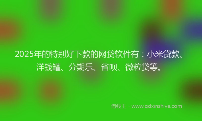 2025年的特别好下款的网贷软件有：小米贷款、洋钱罐、分期乐、省呗、微粒贷等。