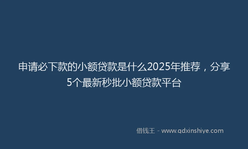 申请必下款的小额贷款是什么2025年推荐，分享5个最新秒批小额贷款平台