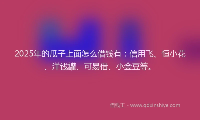 2025年的瓜子上面怎么借钱有：信用飞、恒小花、洋钱罐、可易借、小金豆等。