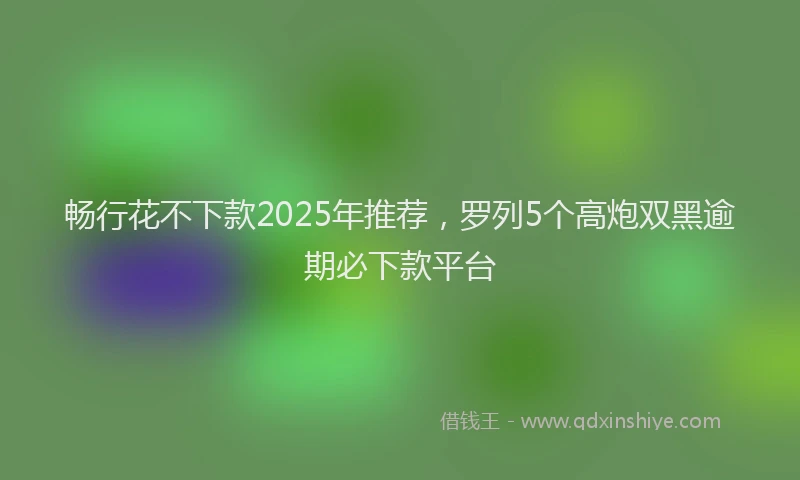 畅行花不下款2025年推荐，罗列5个高炮双黑逾期必下款平台
