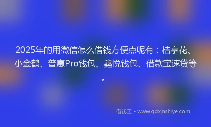 2025年的用微信怎么借钱方便点呢有：桔享花、小金鹤、普惠Pro钱包、鑫悦钱包、借款宝速贷等。