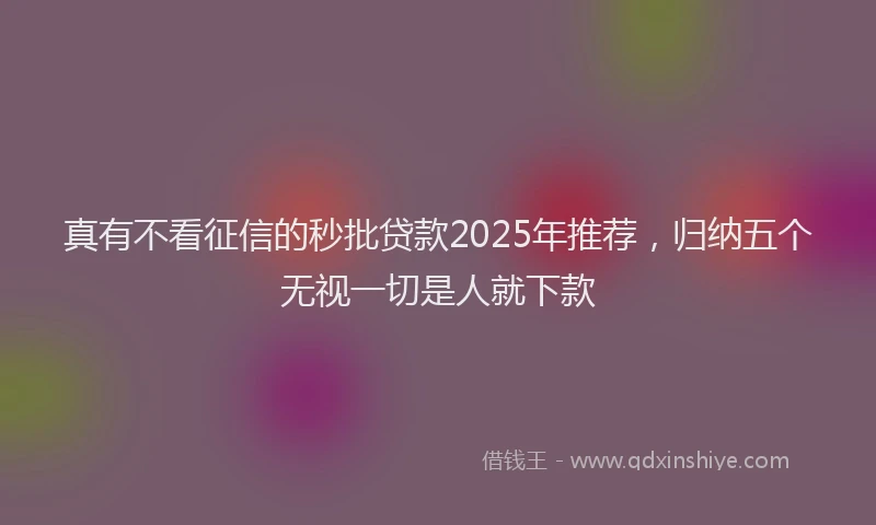 真有不看征信的秒批贷款2025年推荐，归纳五个无视一切是人就下款