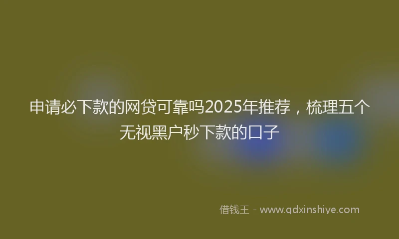 申请必下款的网贷可靠吗2025年推荐，梳理五个无视黑户秒下款的口子