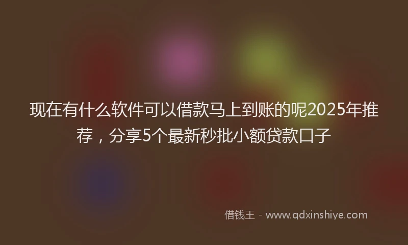 现在有什么软件可以借款马上到账的呢2025年推荐，分享5个最新秒批小额贷款口子