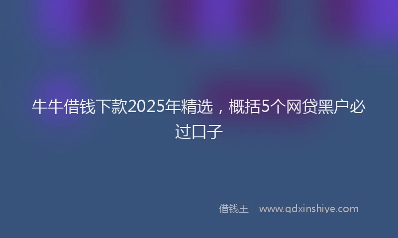 牛牛借钱下款2025年精选，概括5个网贷黑户必过口子
