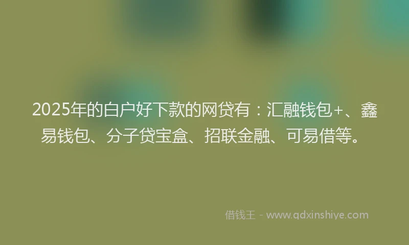 2025年的白户好下款的网贷有：汇融钱包+、鑫易钱包、分子贷宝盒、招联金融、可易借等。
