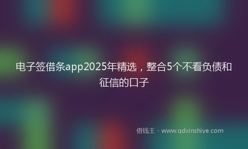 电子签借条app2025年精选，整合5个不看负债和征信的口子