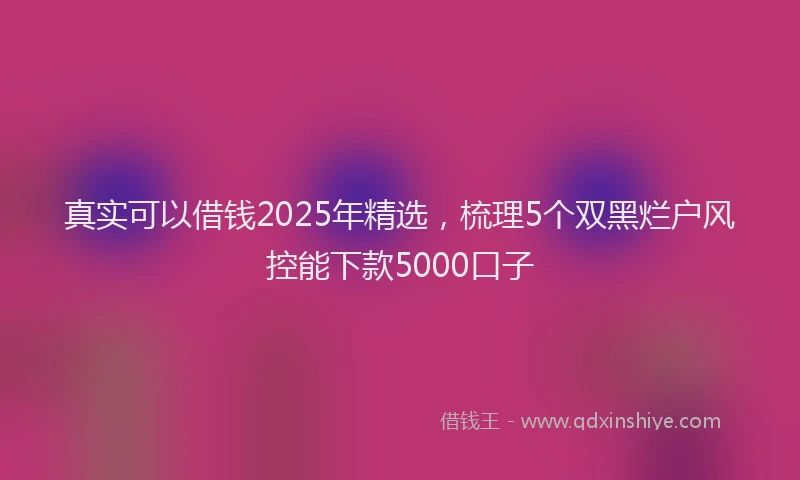 真实可以借钱2025年精选，梳理5个双黑烂户风控能下款5000口子