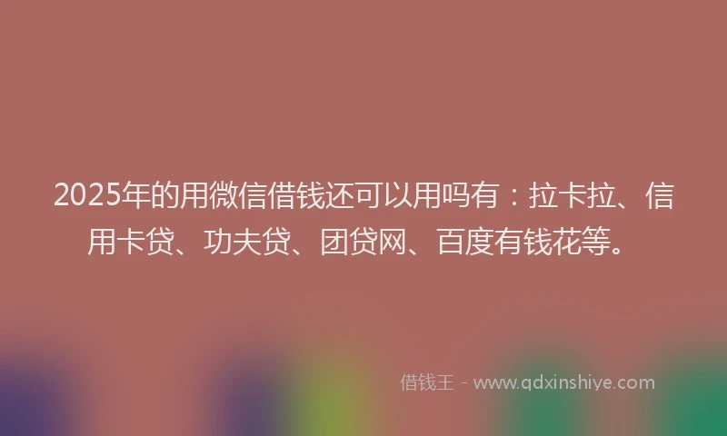2025年的用微信借钱还可以用吗有：拉卡拉、信用卡贷、功夫贷、团贷网、百度有钱花等。