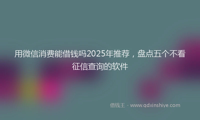 用微信消费能借钱吗2025年推荐，盘点五个不看征信查询的软件