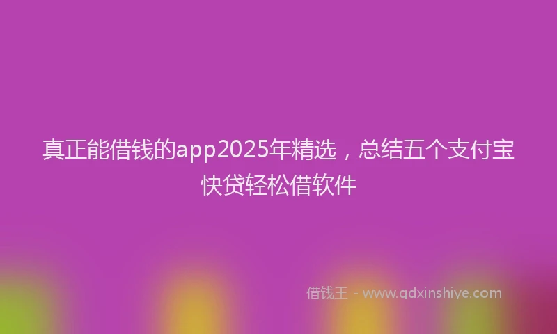 真正能借钱的app2025年精选，总结五个支付宝快贷轻松借软件
