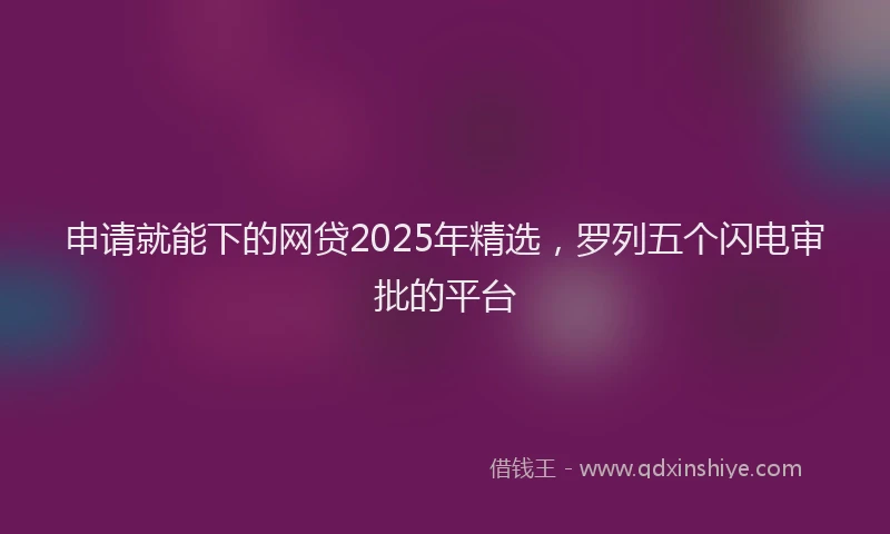 申请就能下的网贷2025年精选，罗列五个闪电审批的平台