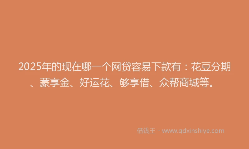 2025年的现在哪一个网贷容易下款有：花豆分期、蒙享金、好运花、够享借、众帮商城等。