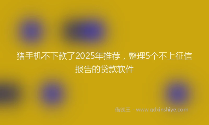 猪手机不下款了2025年推荐，整理5个不上征信报告的贷款软件