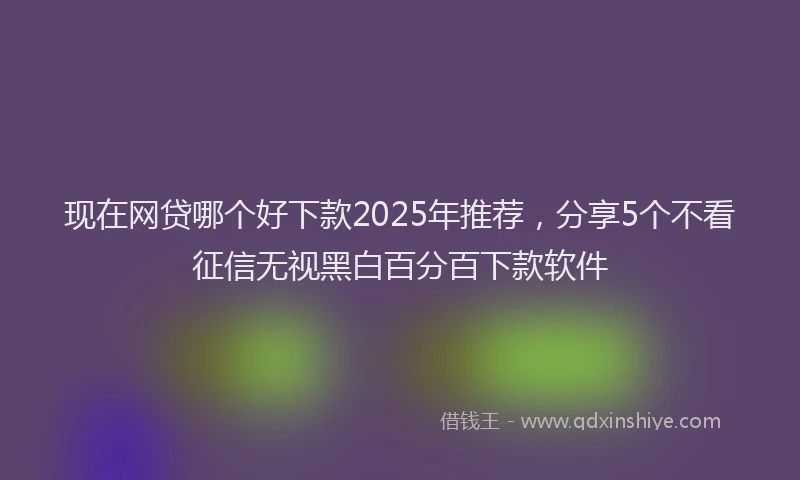 现在网贷哪个好下款2025年推荐，分享5个不看征信无视黑白百分百下款软件