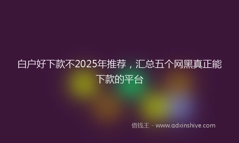 白户好下款不2025年推荐，汇总五个网黑真正能下款的平台