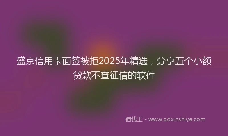 盛京信用卡面签被拒2025年精选，分享五个小额贷款不查征信的软件
