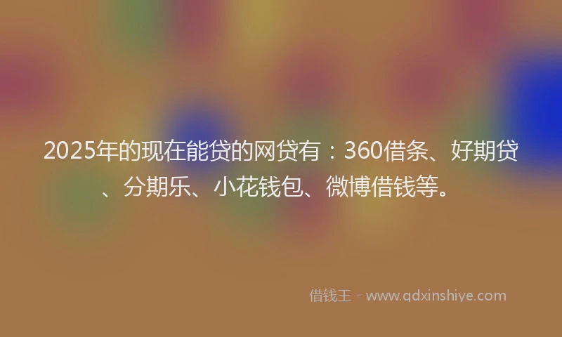 2025年的现在能贷的网贷有：360借条、好期贷、分期乐、小花钱包、微博借钱等。