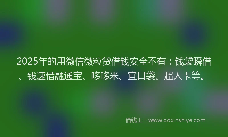 2025年的用微信微粒贷借钱安全不有：钱袋瞬借、钱速借融通宝、哆哆米、宜口袋、超人卡等。