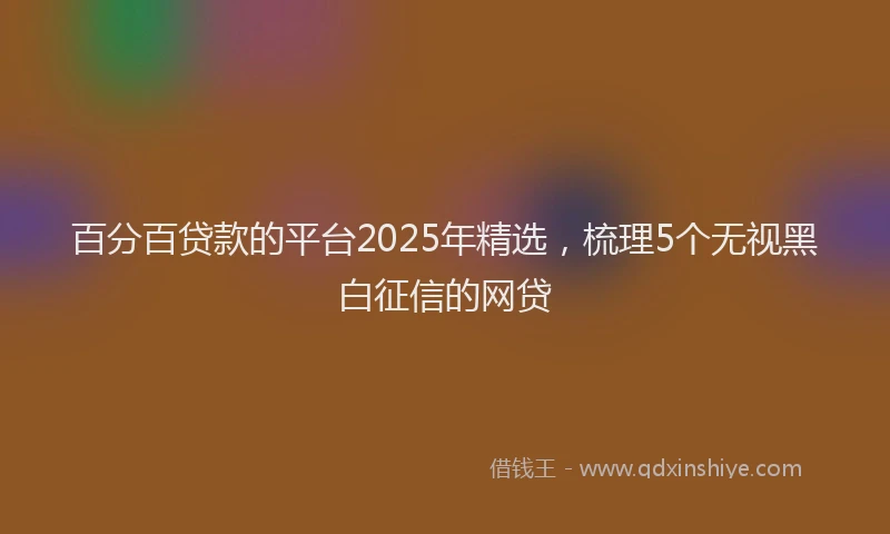 百分百贷款的平台2025年精选，梳理5个无视黑白征信的网贷