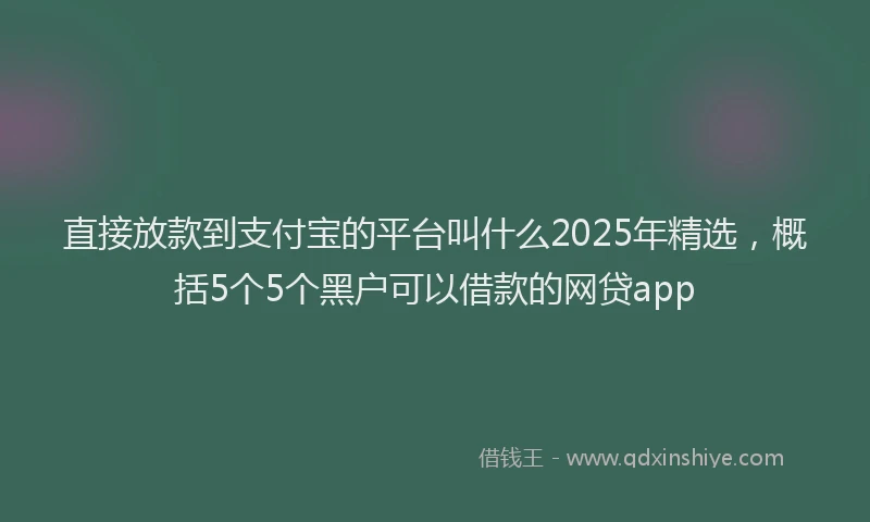 直接放款到支付宝的平台叫什么2025年精选，概括5个5个黑户可以借款的网贷app