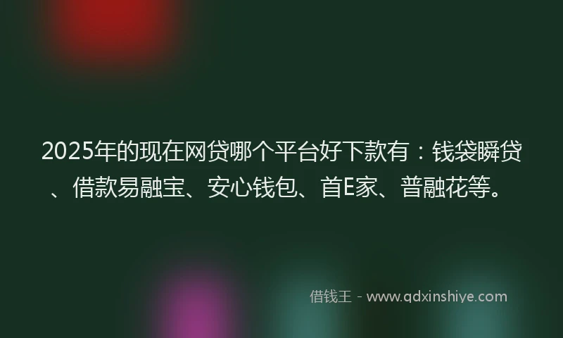 2025年的现在网贷哪个平台好下款有：钱袋瞬贷、借款易融宝、安心钱包、首E家、普融花等。