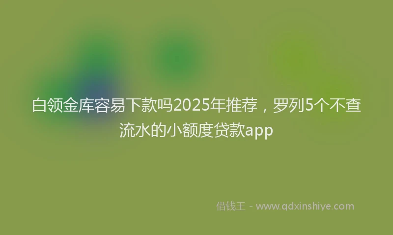 白领金库容易下款吗2025年推荐，罗列5个不查流水的小额度贷款app