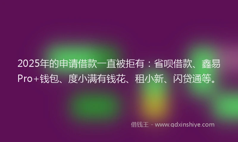 2025年的申请借款一直被拒有：省呗借款、鑫易Pro+钱包、度小满有钱花、租小新、闪贷通等。