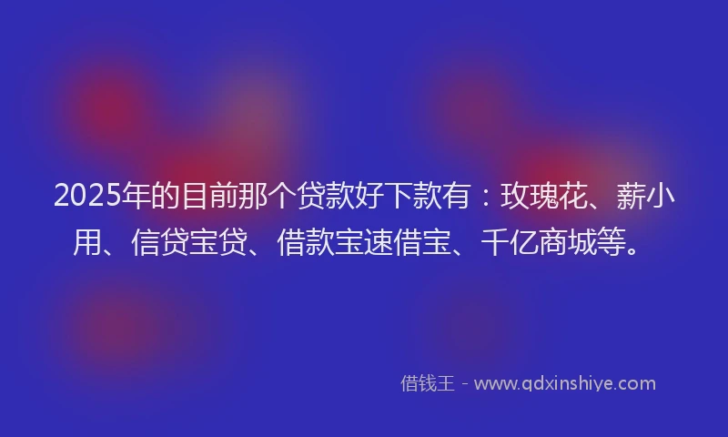 2025年的目前那个贷款好下款有：玫瑰花、薪小用、信贷宝贷、借款宝速借宝、千亿商城等。
