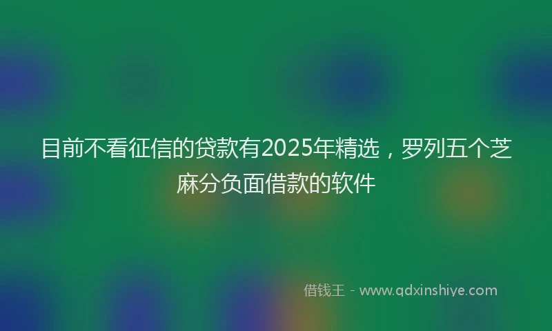 目前不看征信的贷款有2025年精选，罗列五个芝麻分负面借款的软件