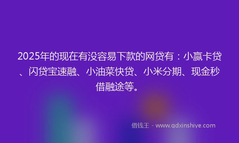 2025年的现在有没容易下款的网贷有：小赢卡贷、闪贷宝速融、小油菜快贷、小米分期、现金秒借融途等。