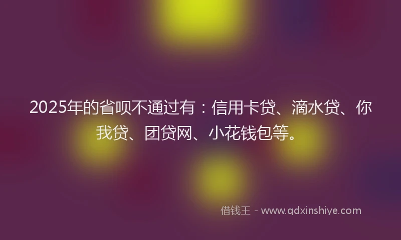 2025年的省呗不通过有：信用卡贷、滴水贷、你我贷、团贷网、小花钱包等。