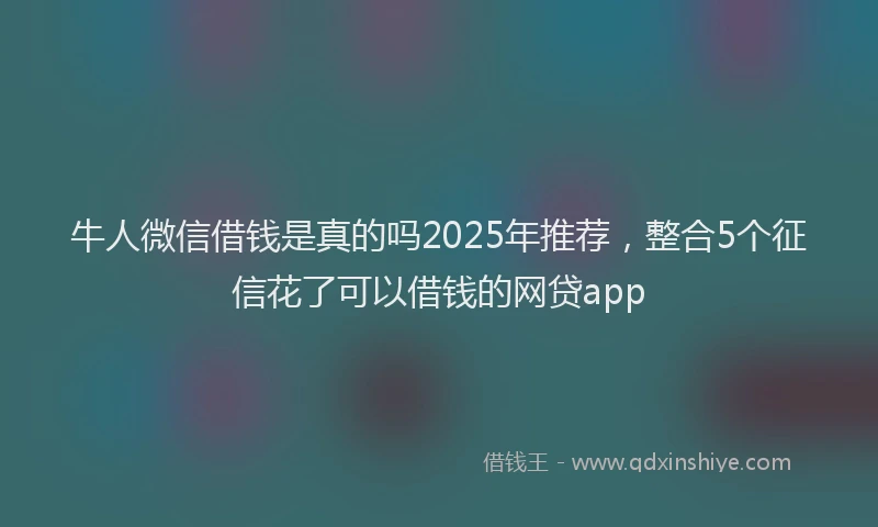 牛人微信借钱是真的吗2025年推荐，整合5个征信花了可以借钱的网贷app