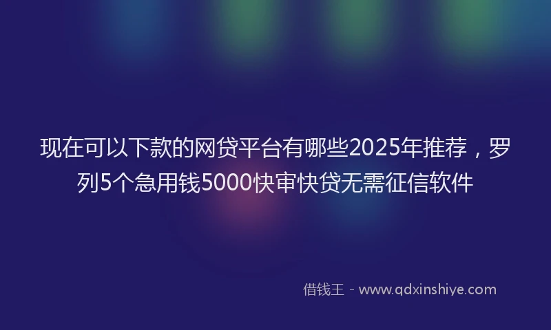 现在可以下款的网贷平台有哪些2025年推荐，罗列5个急用钱5000快审快贷无需征信软件