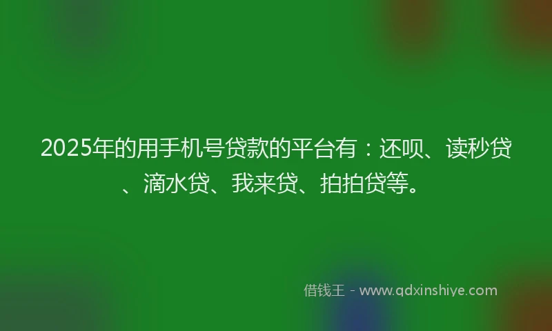 2025年的用手机号贷款的平台有：还呗、读秒贷、滴水贷、我来贷、拍拍贷等。