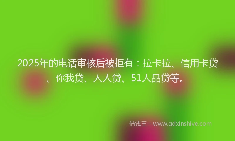 2025年的电话审核后被拒有：拉卡拉、信用卡贷、你我贷、人人贷、51人品贷等。