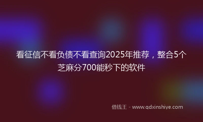看征信不看负债不看查询2025年推荐，整合5个芝麻分700能秒下的软件