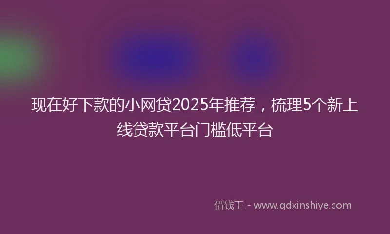 现在好下款的小网贷2025年推荐，梳理5个新上线贷款平台门槛低平台