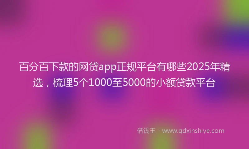百分百下款的网贷app正规平台有哪些2025年精选，梳理5个1000至5000的小额贷款平台