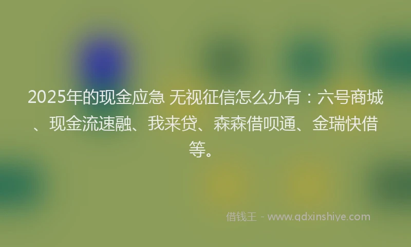 2025年的现金应急 无视征信怎么办有：六号商城、现金流速融、我来贷、森森借呗通、金瑞快借等。