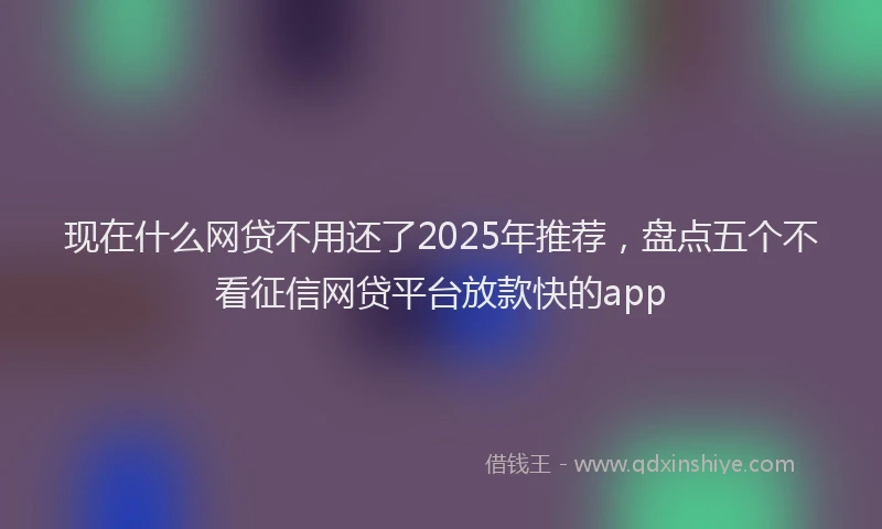 现在什么网贷不用还了2025年推荐，盘点五个不看征信网贷平台放款快的app