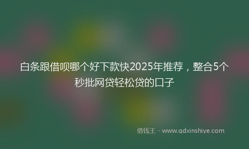 白条跟借呗哪个好下款快2025年推荐，整合5个秒批网贷轻松贷的口子