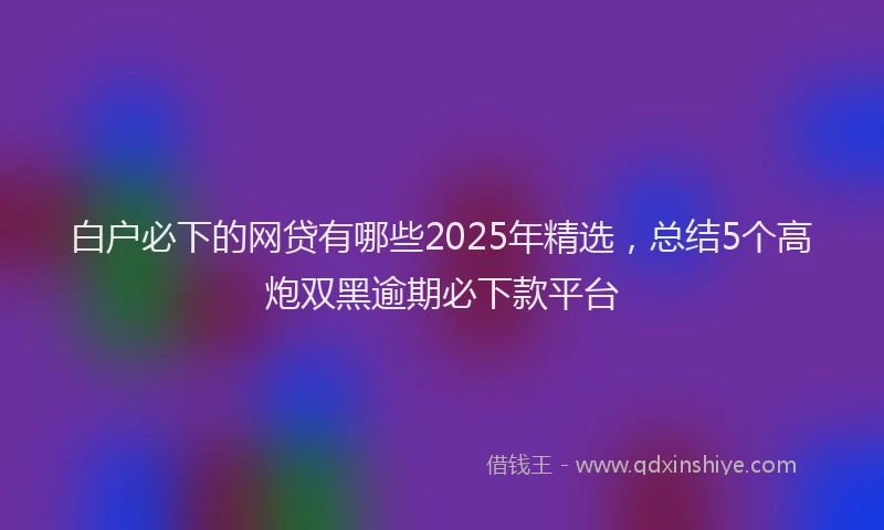 白户必下的网贷有哪些2025年精选，总结5个高炮双黑逾期必下款平台