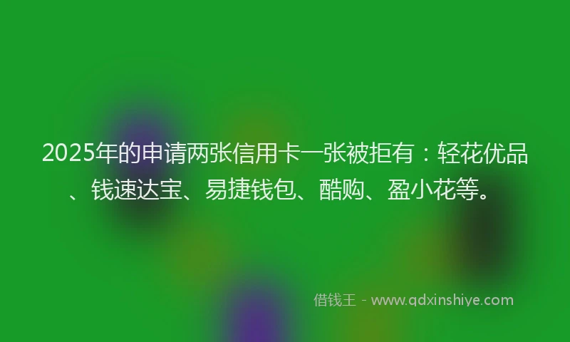 2025年的申请两张信用卡一张被拒有：轻花优品、钱速达宝、易捷钱包、酷购、盈小花等。
