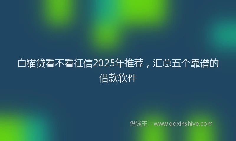 白猫贷看不看征信2025年推荐，汇总五个靠谱的借款软件