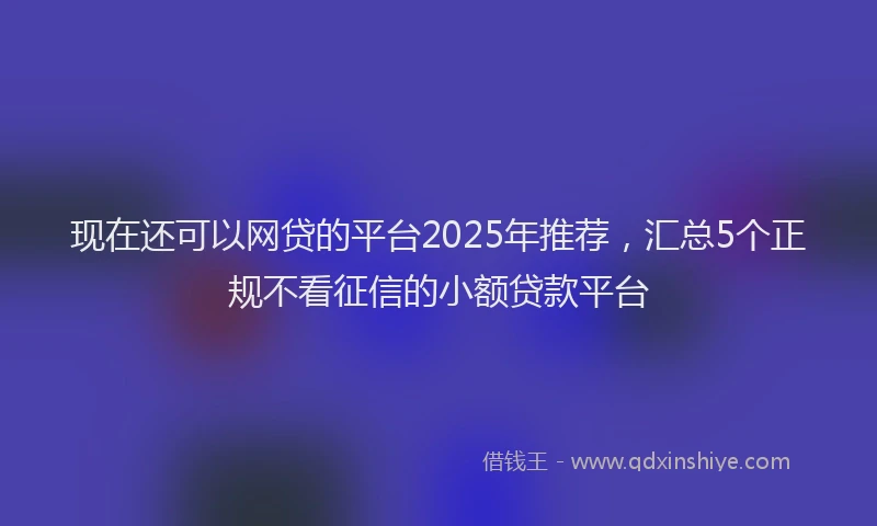 现在还可以网贷的平台2025年推荐，汇总5个正规不看征信的小额贷款平台