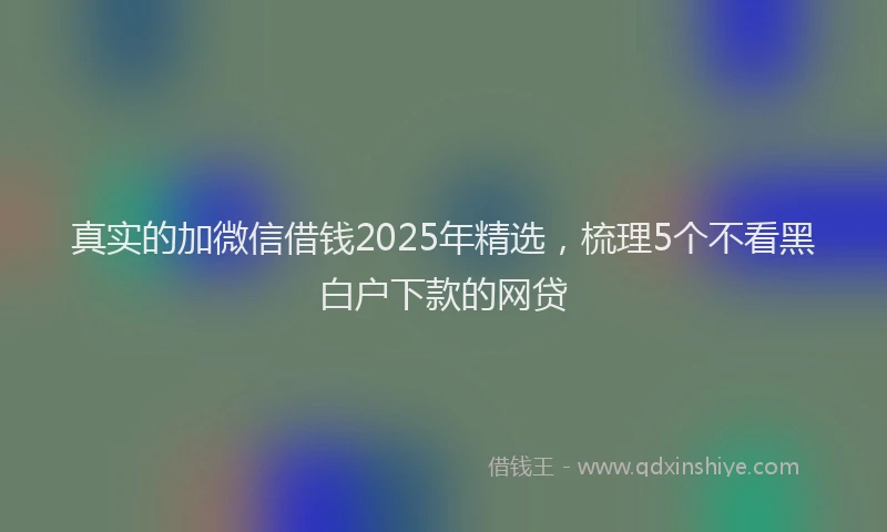 真实的加微信借钱2025年精选，梳理5个不看黑白户下款的网贷