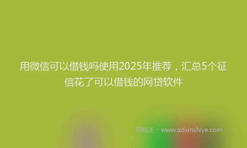 用微信可以借钱吗使用2025年推荐，汇总5个征信花了可以借钱的网贷软件